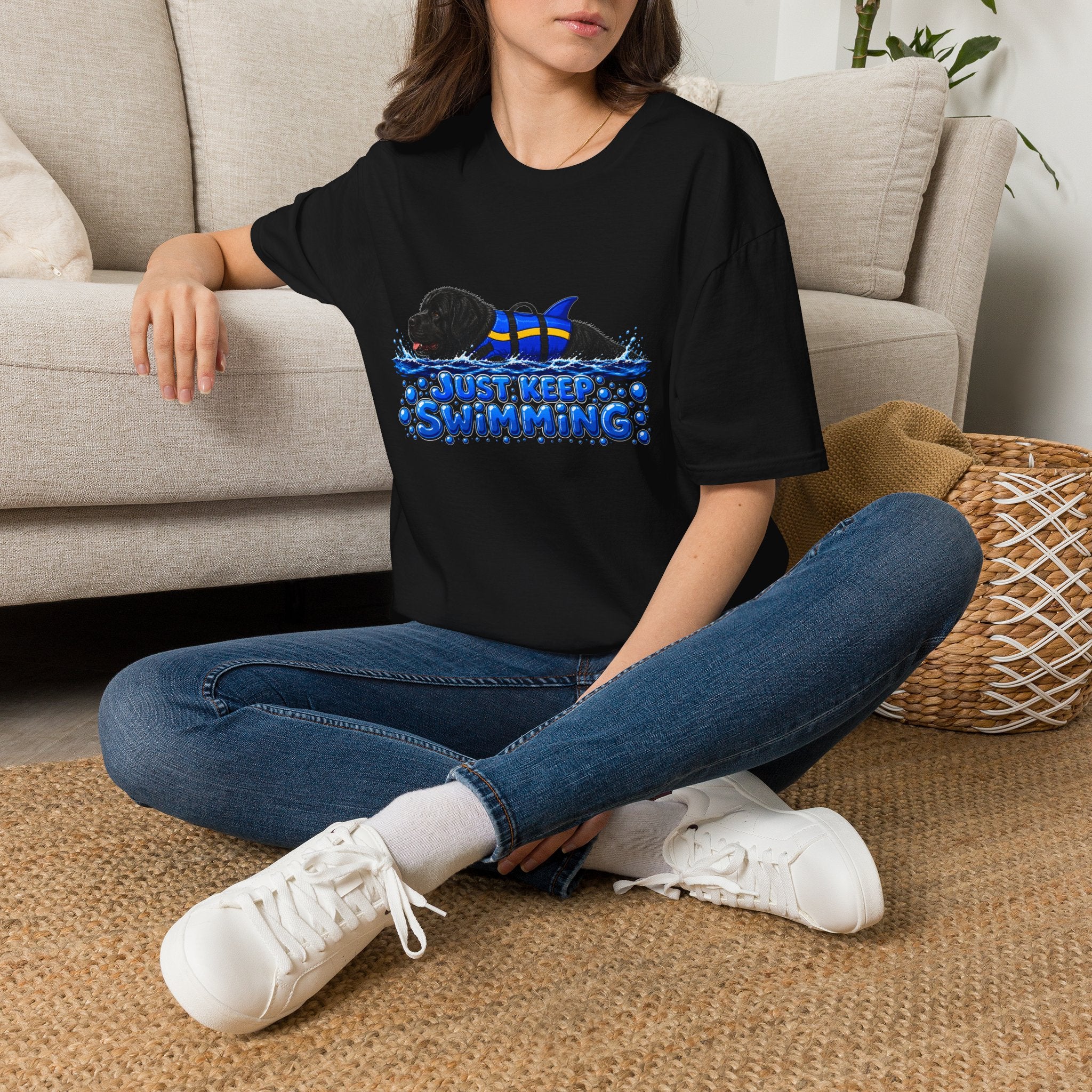 'Just Keep Swimming' - Newfie T-Shirt