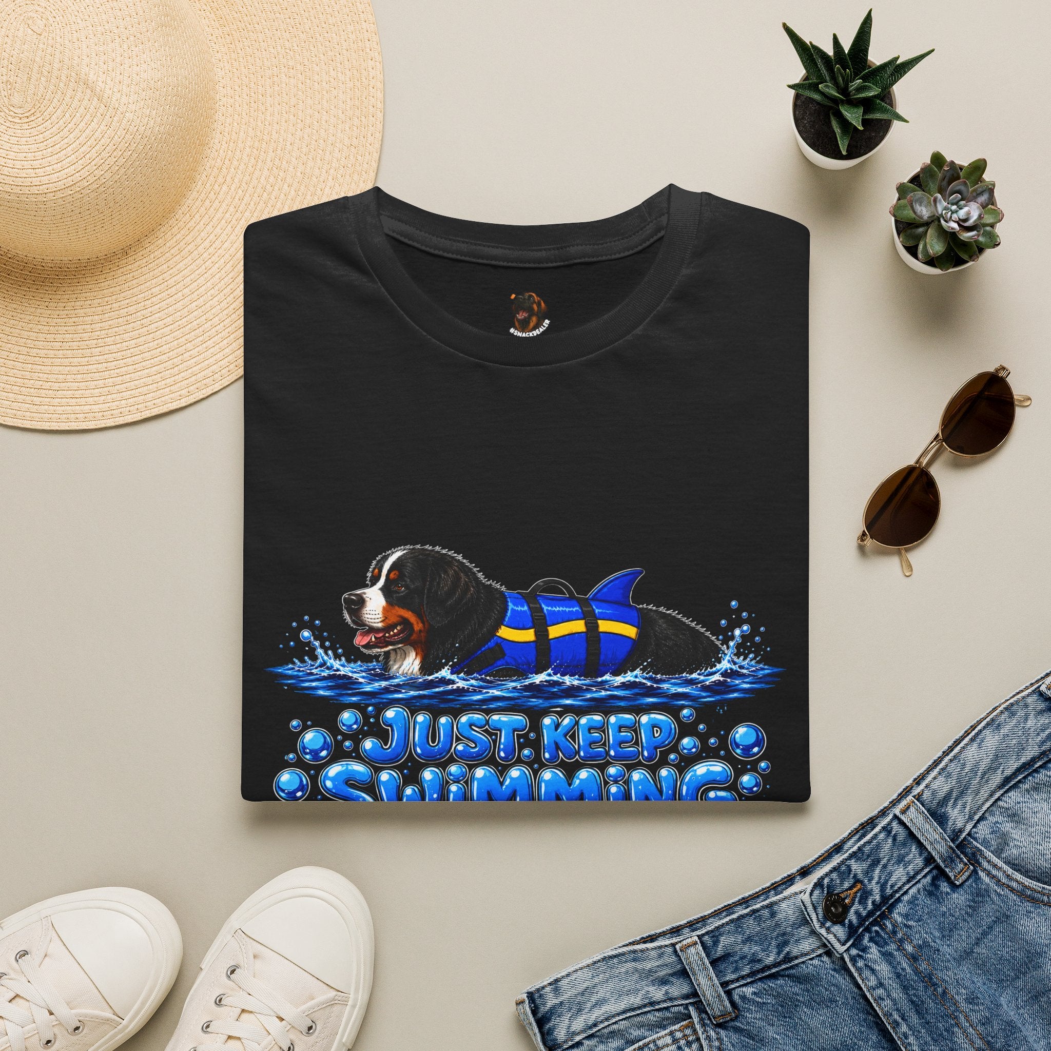'Just Keep Swimming' - Bernese Mountain Dog T-Shirt